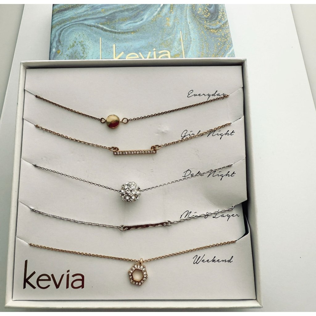 Kevia Frederick 5 Piece Layering Necklaces Set, Minimal, New In Box